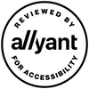 A circular badge with the text REVIEWED BY ALLYANT FOR ACCESSIBILITY surrounding the bold word allyant in the center.